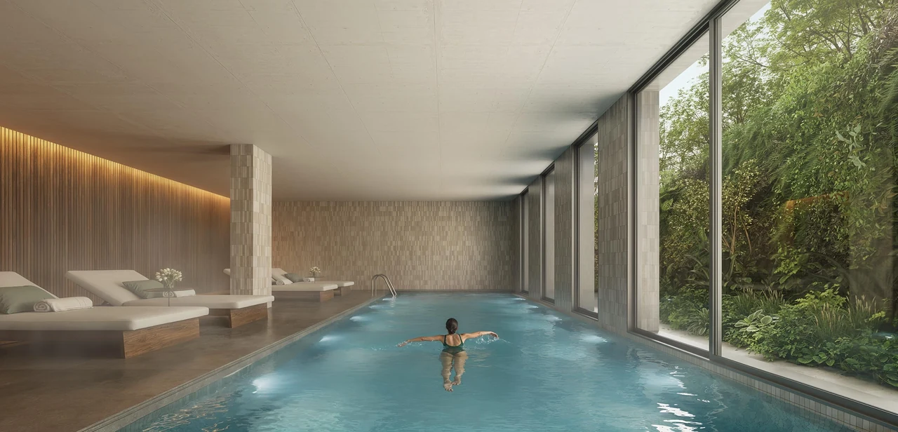Visualização da piscina interior do Carmim Porto